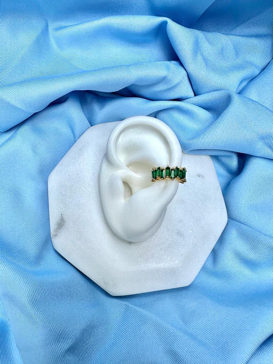 EARCUFF BAGUETTE GREEN