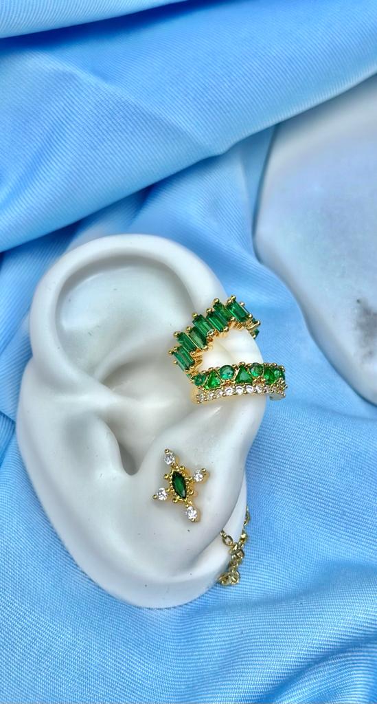 EARCUFF BAGUETTE GREEN